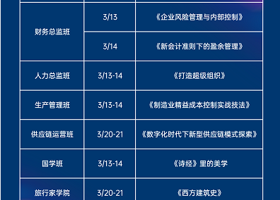 2021时代华商总裁班3月课程安排已公布