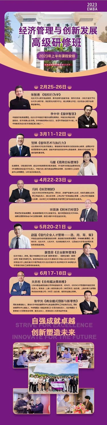 经济管理与创新人才高级研修班2023年全年开课安排