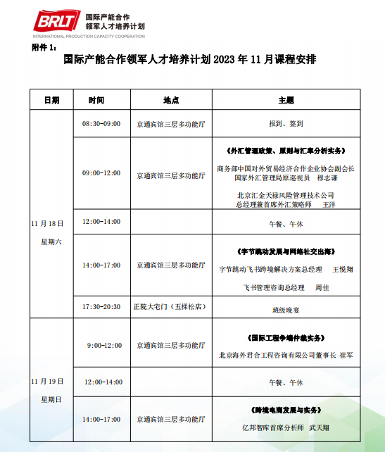 国际产能合作领军人才培养计划2023 年11月程安排穆志键《外汇管理政策、原则与汇率分析实务》