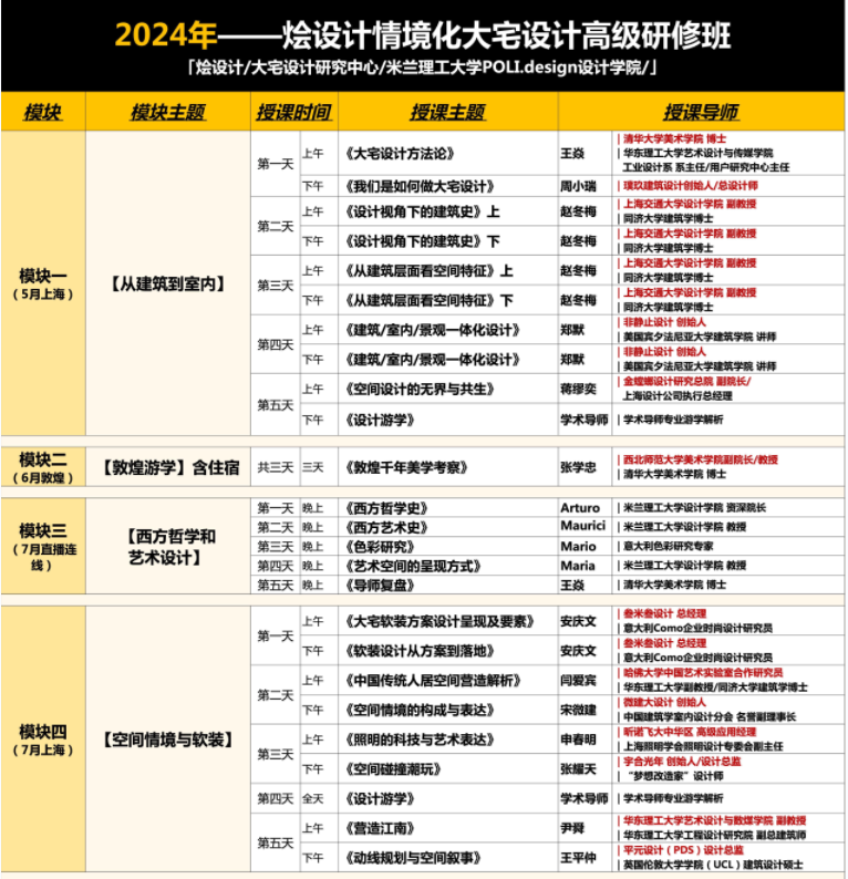 2024年烩设计情境化大宅设计高级研修班课程安排