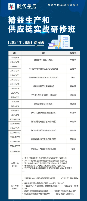 精益生产和 供应链实战研修班2024课程表 时间