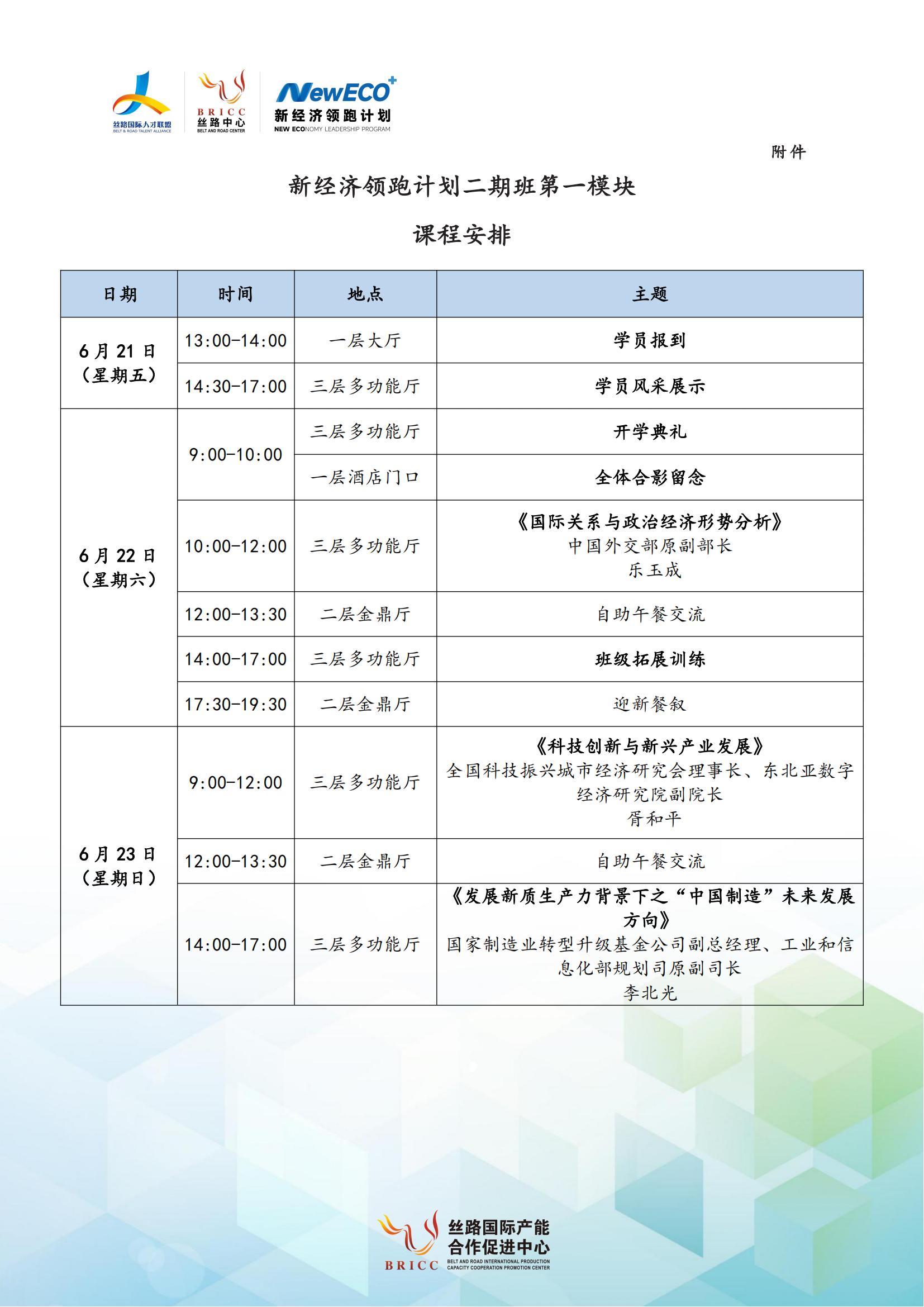 丝路国际产能合作促进中心新经济领跑计划二期班第一模块北京开课通知《科技创新与新兴产业发展》《发展新质生产力背景下之“中国制造”未来发展  方向》