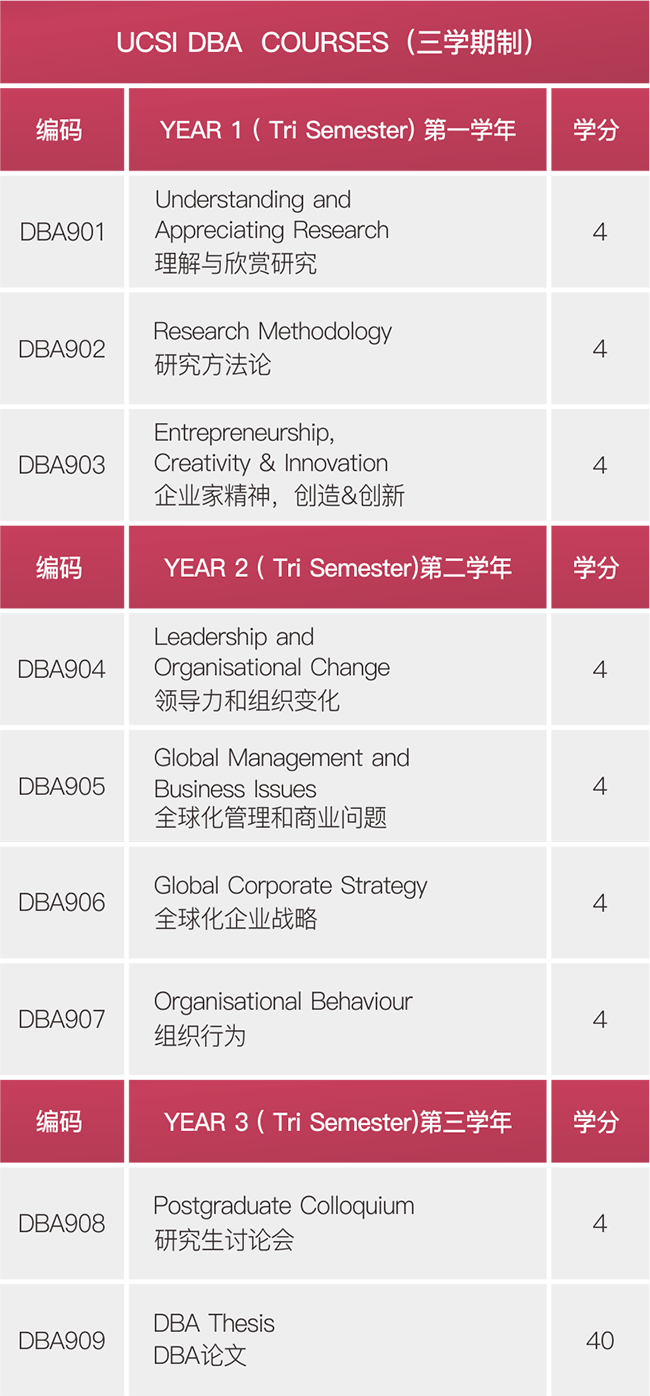 马来西亚思特雅大学（UCSI）国际工商管理博士（DBA）招生简章