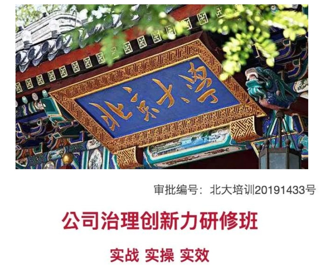 北京大学公司治理创新力研修班