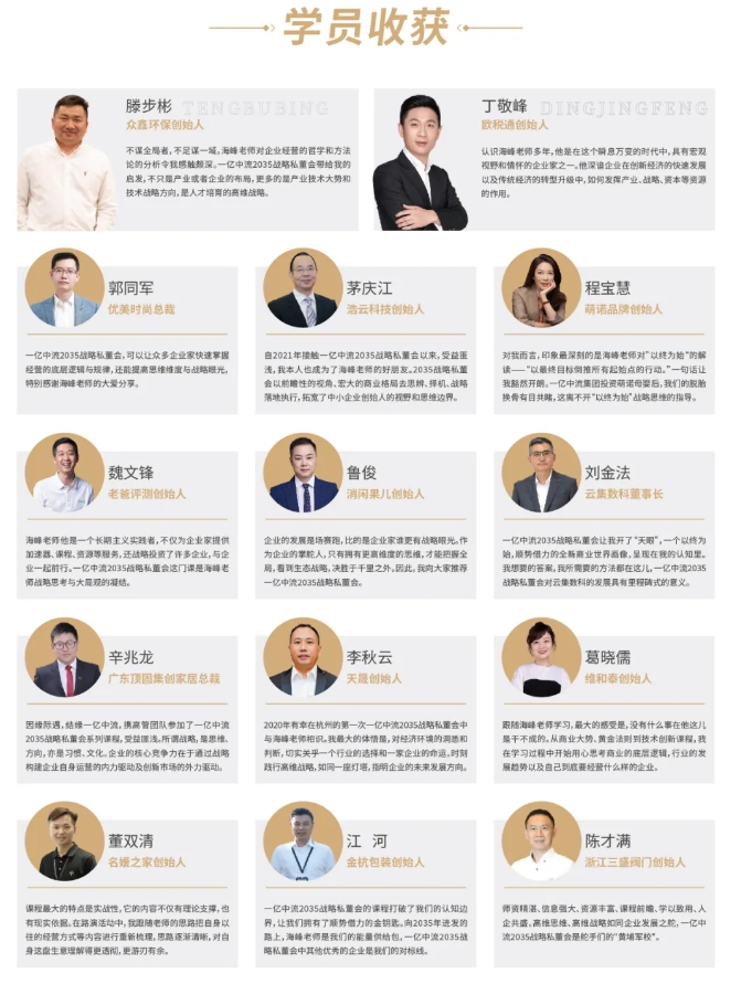 一亿中流2035战略私董会——打造真正有价值的企业！